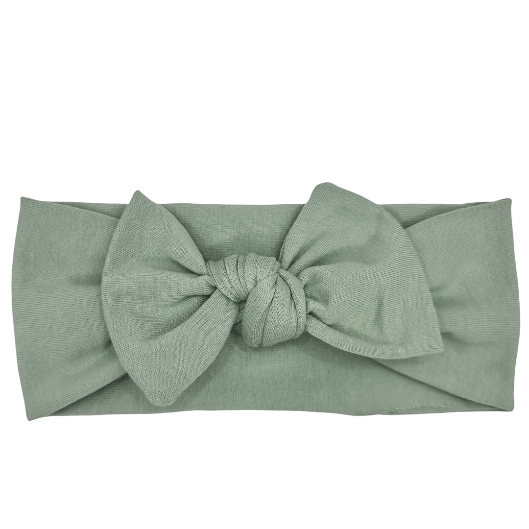 Opaska szeroka z kokardą brudna mięta