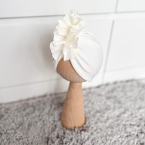 Czapka turban - falbanka - ecru