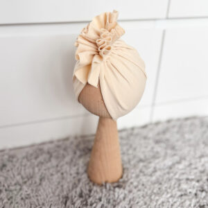 Czapka turban - falbanka - kremowa