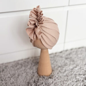 Czapka turban - falbanka - beżowa
