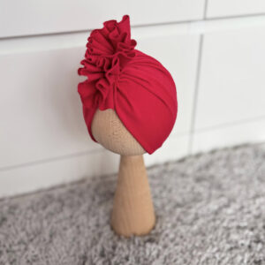 Czapka turban - falbanka - czerwona