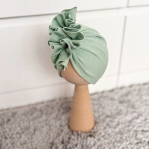 Czapka turban - falbanka - brudna mięta