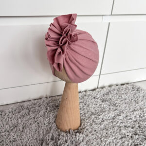 Czapka turban - falbanka - ciemny brudny róż
