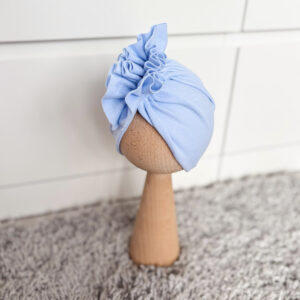 Czapka turban - falbanka - błękitna