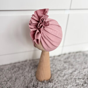 Czapka turban - falbanka - średni brudny róż