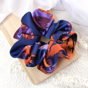 Scrunchie oversized neonowe i kobaltowe plamki