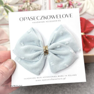Kokardka Lili - błękitna w plumetii - opaska / spinka