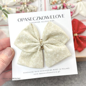 Kokardka Ali - kremowa w ecru gałązki - opaska / spinka