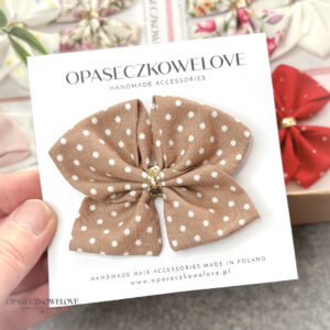 Kokardka Ali - beżowa w białe groszki - opaska / spinka