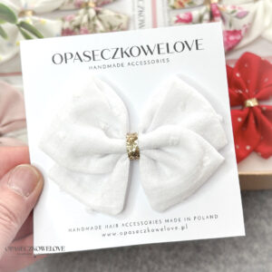 Kokardka Lili - biała w plumetii - opaska / spinka