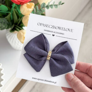 Kokardka indygo - model Lili - opaska / spinka  - len