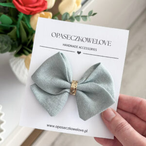 Kokardka szałwia - model Lili - opaska / spinka  - len