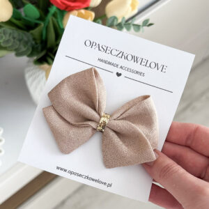 Kokardka mahoniowy róż - model Lili - opaska / spinka  - len