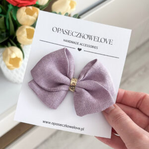Kokardka fioletowa - model Lili - opaska / spinka  - len