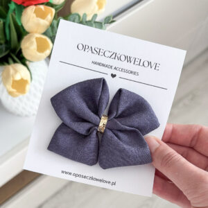 Kokardka indygo - model Ali - opaska / spinka  - len