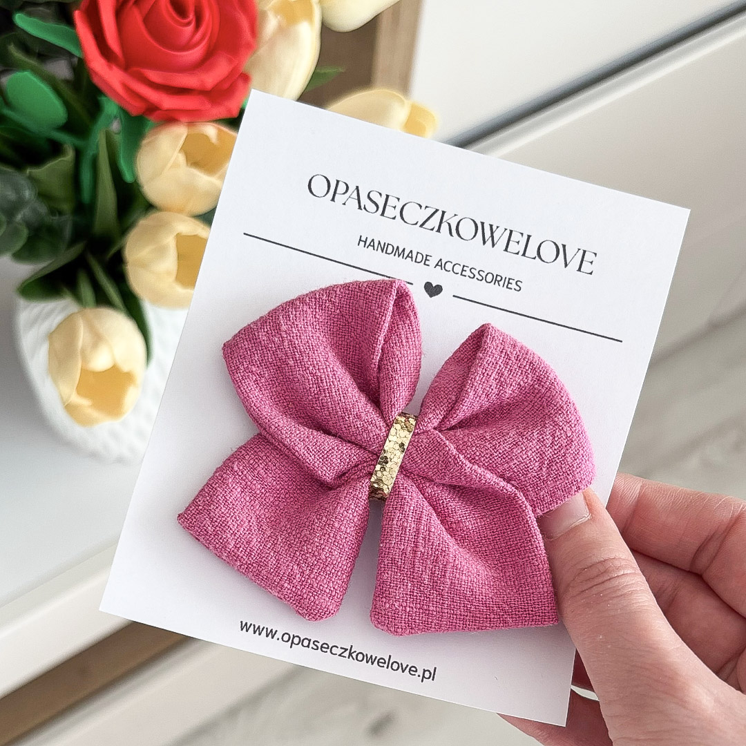 Kokardka fuksja - model Ali - opaska / spinka - len