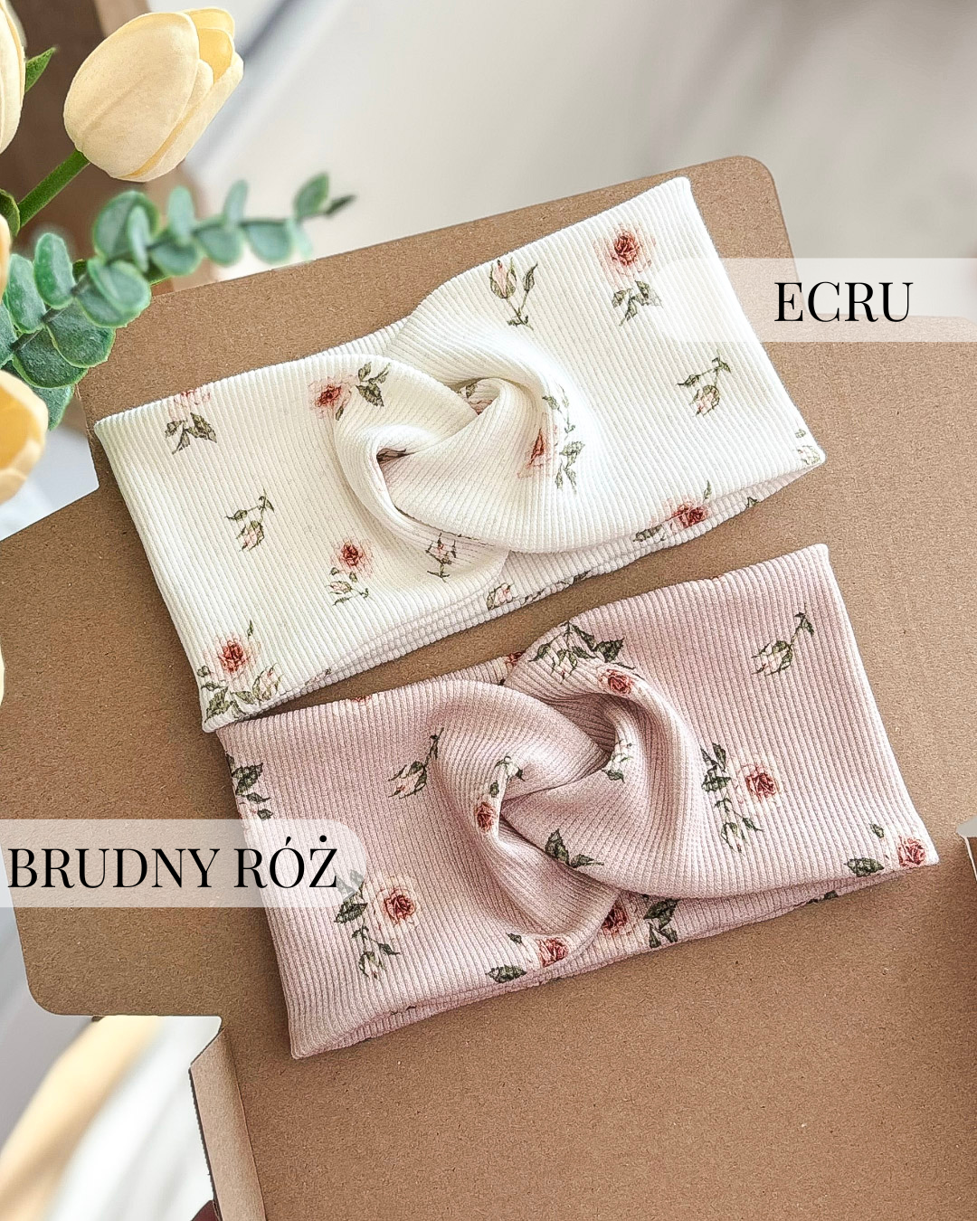 Opaska przeplatana prążek - kwiaty flores - kolory - obrazek 2