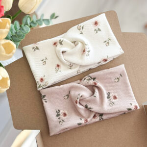 Opaska przeplatana prążek - kwiaty flores - kolory