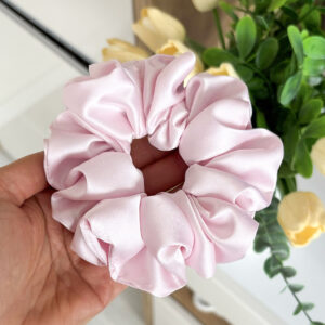Gumka do włosów scrunchie – Pudrowy róż – Maxi