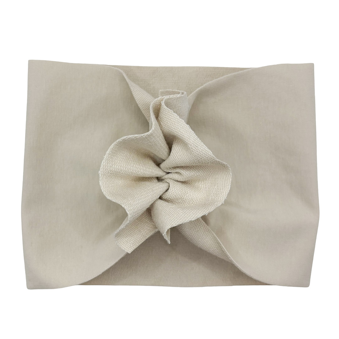 Opaska turban - motylek - jasny chłodny beż