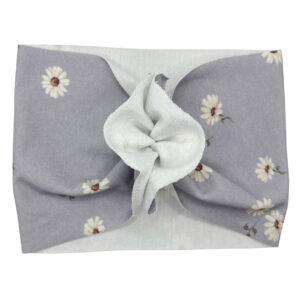 Opaska turban - motylek - fioletowa w stokrotki