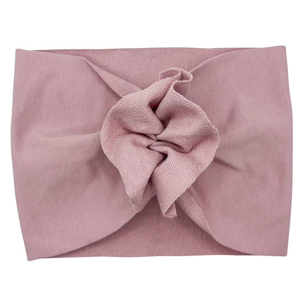 Opaska turban - motylek - średni brudny róż
