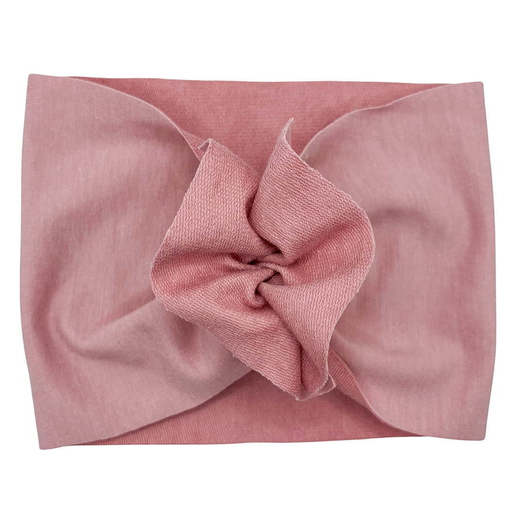 Opaska turban - motylek - pudrowy róż