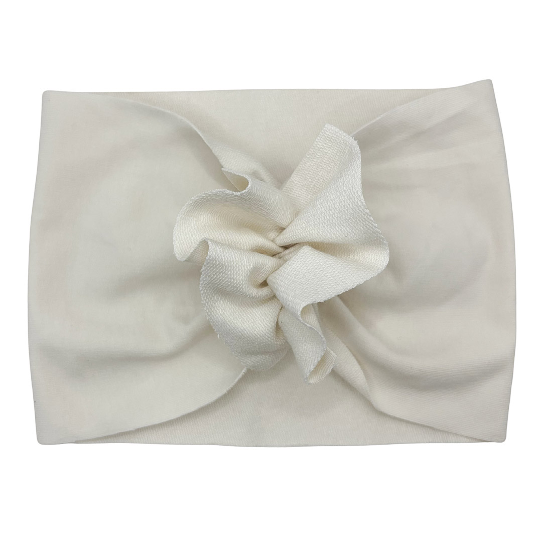 Opaska turban - motylek - śmietankowa