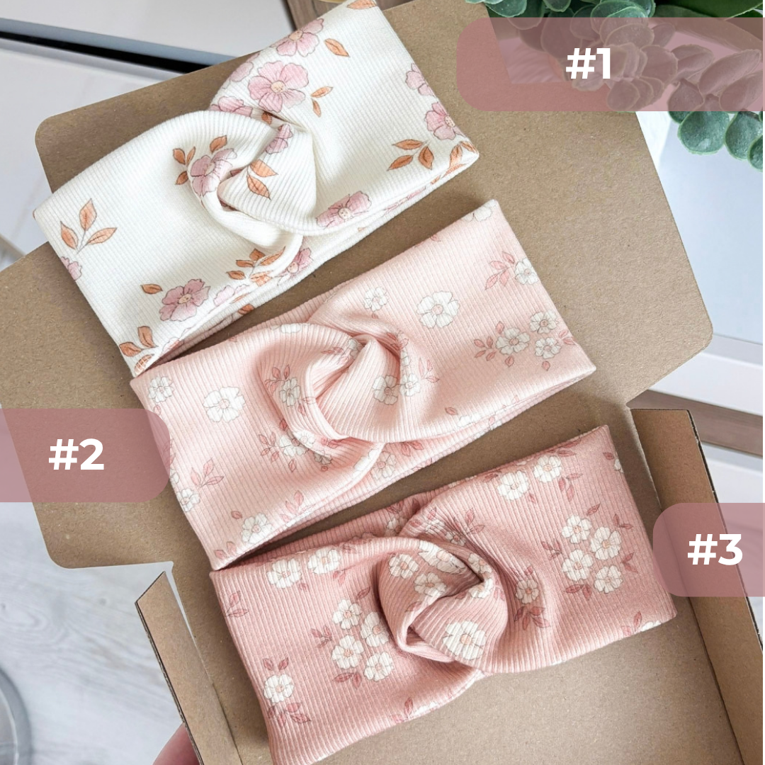 Opaska przeplatana prążek - kwiatuszki fleurs - kolory - obrazek 2