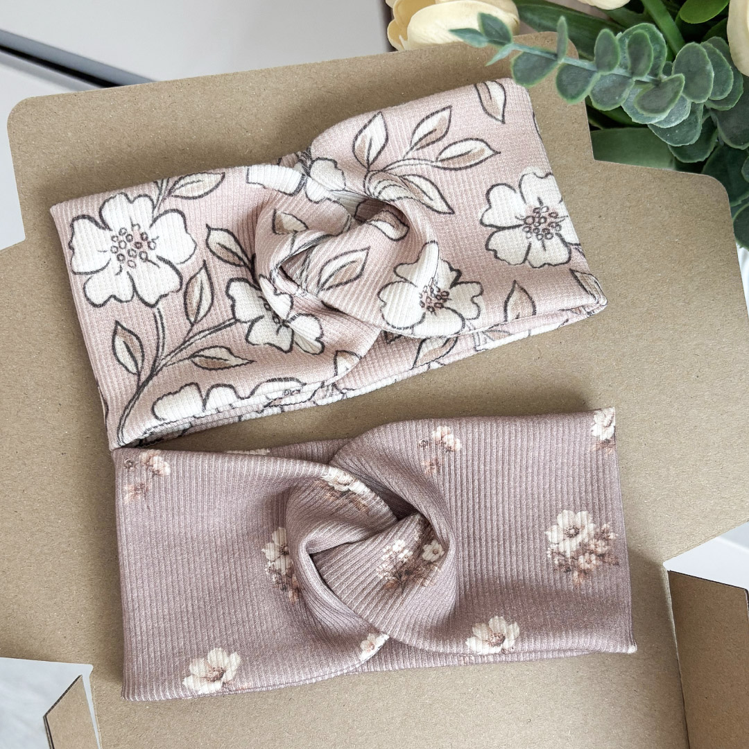 Opaska przeplatana prążek - kwiatki flores - kolory