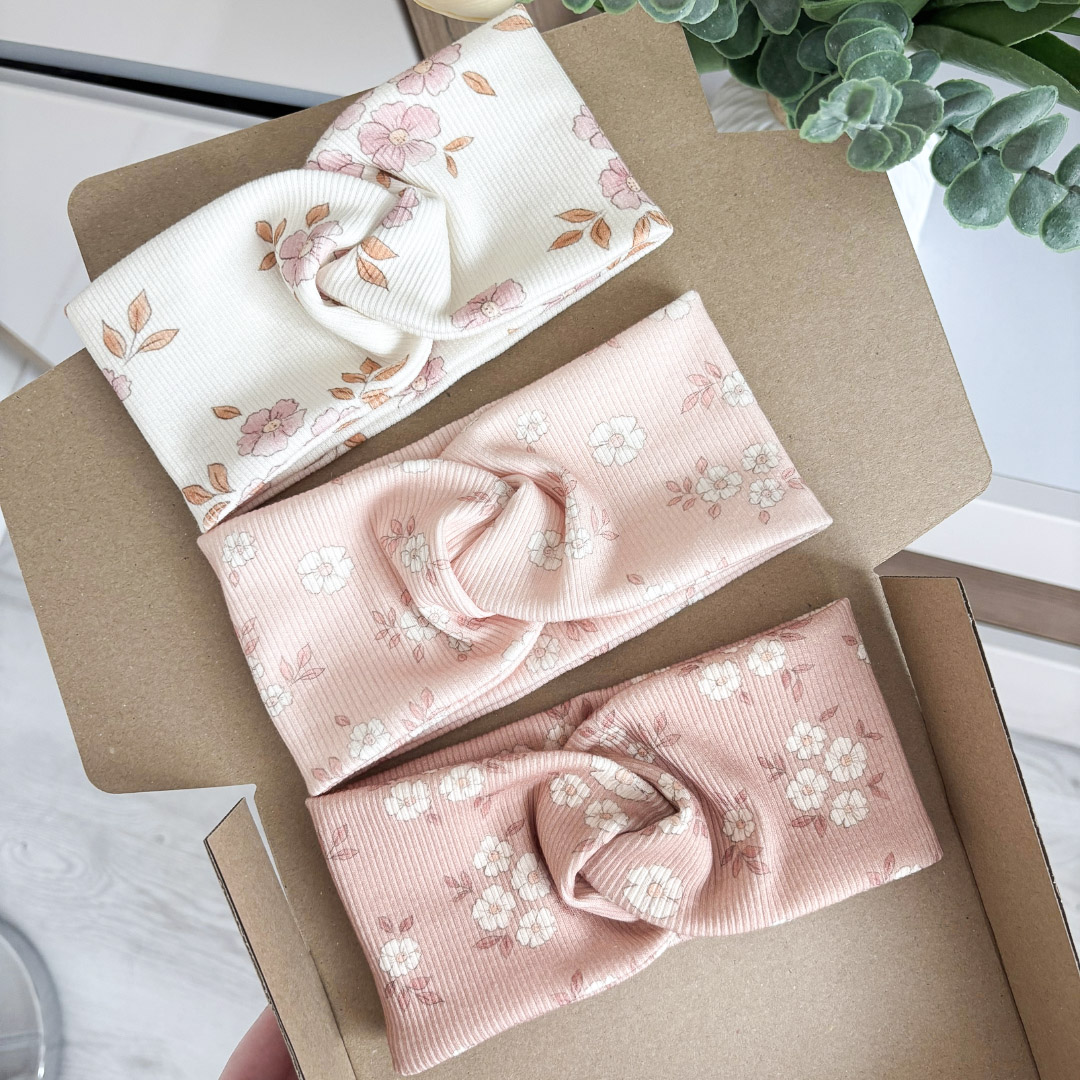 Opaska przeplatana prążek - kwiatuszki fleurs - kolory
